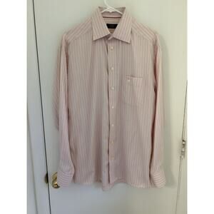 Eton Ganghester 1928 Dress Shirt Spread Collar 41 16 Pink Stripes Machine Wash